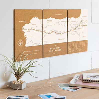 Cork Map Woody Map Camino De Santiago 60 x 30