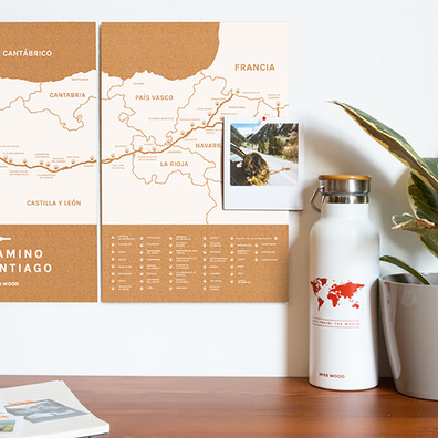 Cork Map Woody Map Camino De Santiago 60 x 30